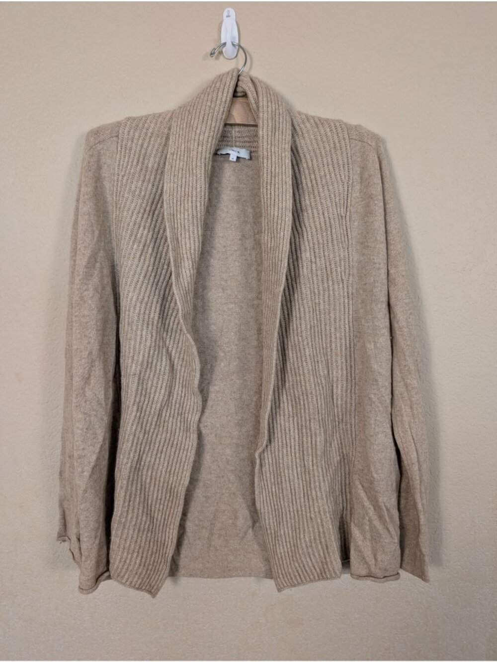 Vince Wool Cashmere Open Front Cardigan womans M Oatmeal/light tan